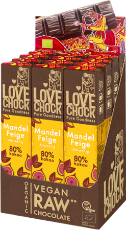Lovechock Riegel: Zartbitterschokolade mit Mandeln und Feigen