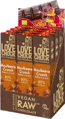 Lovechock Riegel: Zartbitterschokolade mit Maulbeeren und Knusper aus getrockneten Dattelstückchen