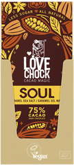 NEU Lovechock Soul Tafeln, Zartbitterschokolade mit Karamell, Maulbeere, Meersalz und Inulin