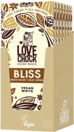 NEU Lovechock Bliss Tafeln, Kakaobutterprodukt mit Inulin und Reisdrink